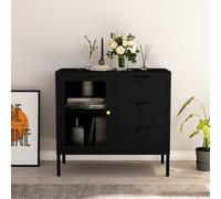 vidaXL Credenza Nera 75x35x70 cm in Acciaio e Vetro Temperato