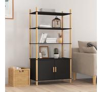 vidaXL Credenza Nera 80x40x153 in Legno Multistrato