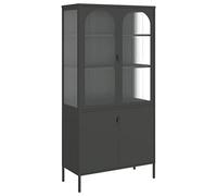vidaXL Credenza Nera 90x40x180 cm Vetro e Acciaio