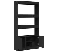 vidaXL Credenza Nera 92x33x180 cm in Legno Multistrato, libreria, libreria portaoggetti, libreria con Ante, libreria Moderna, Mobile portaoggetti