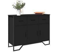 vidaXL Armadietto portaoggetti in legno ingegnerizzato nero con gambe in metallo, 97 x 32,5 x 74,5 cm, moderno per sala da pranzo/soggiorno