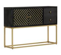 VIDAXL - Credenza Nera e Oro 110x30x75 cm in Legno Massello di Mango