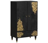 vidaXL Credenza Nero 60 x 33 x 100 cm Legno di mango massello