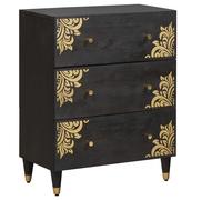 vidaXL Credenza Nero 60 x 33 x 75 cm Legno di mango massello