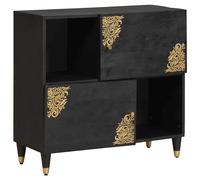 vidaXL Credenza Nero 80 x 33 x 75 cm Legno di mango massello