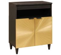 vidaXL Credenza Nero e Oro 60 x 33 x 75 cm Legno di mango massello