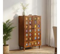 vidaXL Credenza alta noce 60 x 33,5 x 100 cm Legno di mango massiccio, soggiorno, design rettangolare, distribuzioni accoglienti, mobili funzionali, illuminazione versatile, arredamento moderno, Ambi