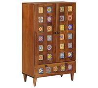 vidaXL Credenza alta noce 60 x 33,5 x 100 cm Legno di mango massiccio, soggiorno, design rettangolare, distribuzioni accoglienti, mobili funzionali, illuminazione versatile, arredamento moderno, Ambi