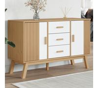 vidaXL Credenza OLDEN Bianca e Marrone 114x43x73,5 cm Massello di Pino