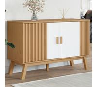 vidaXL Credenza OLDEN Bianca e Marrone 114x43x73,5 cm Massello di Pino