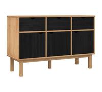 vidaXL OTTA Credenza marrone e nero 114 x 43 x 73,5 cm, mobile ausiliario rettangolare per soggiorno, stoccaggio in pino massiccio, stile contemporaneo e pratico, organizer spazioso
