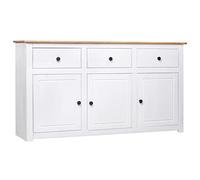 Credenza Bianca 135x40x80 cm in Legno Massello di Pino Panama