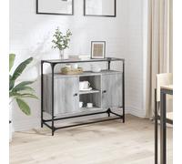 vidaXL Credenza Piano Vetro Grigio Sonoma 98x35x81cm Legno Multistrato