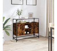 vidaXL Credenza Piano Vetro Rovere Fumo 98x35x81cm Legno Multistrato