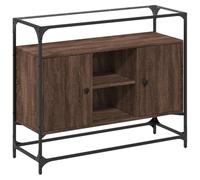 vidaXL Credenza Piano Vetro Rovere Marrone 98x35x81 Legno Multistrato, credenza con ante, mobile da soggiorno, portaoggetti, credenza da cucina