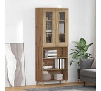 vidaXL Armadietto Artisan Rovere, 69,5 x 34 x 180 cm, legno e vetro, elegante armadio alto, soluzione rettangolare per soggiorno, mobile moderno con ante in vetro, mobile versatile per tavolino