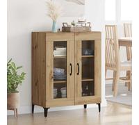 vidaXL Credenza in rovere Artisan, 69,5 x 34 x 90 cm, legno composito e ferro, moderna credenza rettangolare, per soggiorno e sala da pranzo, pratico armadio con molto spazio