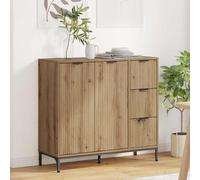 vidaXL Credenza Moderna Rettangolare in Rovere Artigianale in Legno ingegnerizzato, 89.5 x 33 x 82 cm, con livellatori Regolabili. Ha Tanto Spazio per riporre, Gambe in Acciaio Nero, Perfetta per Cuc
