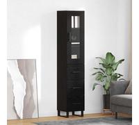 vidaXL Leggio nero effetto rovere 69,5 x 34 x 180 cm, materiale in legno, sala da pranzo, credenza rettangolare moderna, elegante soluzione da cucina per la tua casa