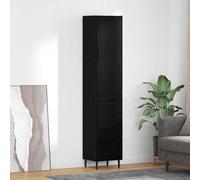 vidaXL Mobile alto nero effetto rovere, 34,5 x 34 x 180 cm, materiale in legno, elegante rettangolare per sala da pranzo, credenza durevole, moderna high-board, soluzione alla moda per interni