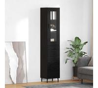 vidaXL Credenza Rovere Nero 34,5 x 34 x 180 cm Legno multistrato