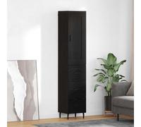 vidaXL Credenza Rovere Nero 34,5 x 34 x 180 cm Legno multistrato