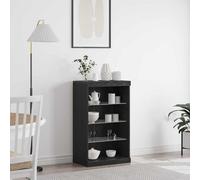 vidaXL Credenza Rovere Nero 60.5 x 37 x 100 cm Legno multistrato