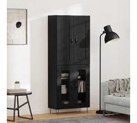 vidaXL Credenza Rovere Nero 69,5 x 34 x 180 cm Legno multistrato