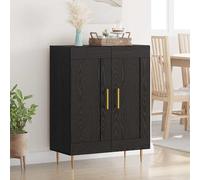 vidaXL Credenza nera effetto quercia 69,5 x 34 x 90 cm, elegante cassettiera rettangolare, design moderno, molto spazio per porte, piedi chic, per il tuo soggiorno
