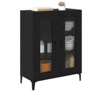 vidaXL Credenza nera effetto rovere 69,5 x 34 x 90 cm, moderna credenza rettangolare, per soggiorno e sala da pranzo, pratico armadio con molto spazio