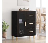 vidaXL Credenza Rovere Nero 69,5 x 34 x 90 cm Legno multistrato