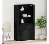 vidaXL Credenza Rovere Nero 80 x 33 x 150 cm Legno multistrato