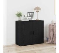 vidaXL Credenza Rovere Nero 80 x 33 x 70 cm Legno multistrato