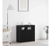 vidaXL Mobile tv - centro intrattenimento rovere nero con luci led e legno ingegnerizzato - 80x35x75 cm - console multimediale moderna per soggiorno o camera da letto