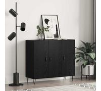vidaXL Credenza Rovere Nero 90 x 32,5 x 80 cm Legno multistrato