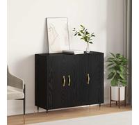 vidaXL Credenza Rovere Nero 90 x 34 x 80 cm Legno multistrato