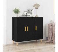 vidaXL Credenza Rovere Nero 90 x 34 x 80 cm Legno multistrato