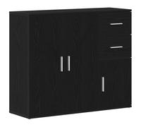 vidaXL Credenza Rovere Nero 91x29,5x75 cm in Legno Multistrato, credenza in legno, armadietto portaoggetti, mobile con cassetti, armadietto in legno