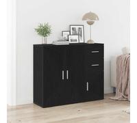 vidaXL Credenza Rovere Nero 91x29,5x75 cm in Legno Multistrato, credenza in legno, armadietto portaoggetti, mobile con cassetti, armadietto in legno