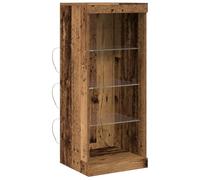 vidaXL Credenza rustica con ripiani in vetro, 3 rampe, robusto legno massiccio, ideale per soggiorno e sala da pranzo, elegante decorazione per mobili, display per interni