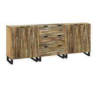 vidaXL Credenza Rustica Marrone in Legno Massello Ingegnerizzato di Media Grandezza con 3 Armadietti, Maniglie a Coppa e Cassetti Standard, Perfetta per Il Soggiorno o la Sala da Pranzo. Finitura Nat