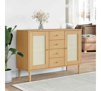 vidaXL Credenza SENJA Aspetto Rattan 112x40x80 cm Legno Massello Pino