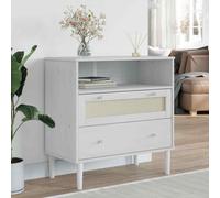 vidaXL Credenza SENJA Aspetto Rattan Bianco 80x40x80 cm Massello Pino