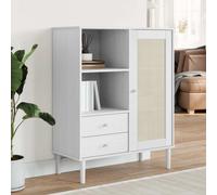 vidaXL Credenza SENJA Aspetto Rattan Bianco 90x40x112cm Massello Pino