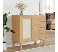 vidaXL Credenza SENJA Aspetto Rattan Marrone 80x40x80 cm Massello Pino