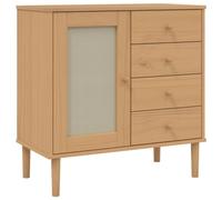 vidaXL Credenza SENJA Aspetto Rattan Marrone 80x40x80 cm Massello Pino