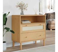vidaXL Credenza SENJA Aspetto Rattan Marrone 80x40x80 cm Massello Pino