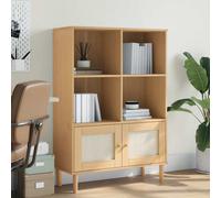 vidaXL Credenza SENJA Aspetto Rattan Marrone 90x35x130 cm Legno Pino