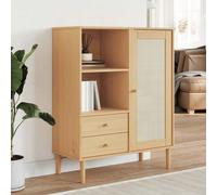 vidaXL Credenza SENJA Aspetto Rattan Marrone 90x40x112cm Massello Pino State cercando una credenza alla moda? Questa credenza in legno aggiunge un fascino elegante ai vostri interni attuali! Legno mas