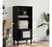vidaXL Credenza SENJA Aspetto Rattan Nera 60x35x130 cm Legno Pino